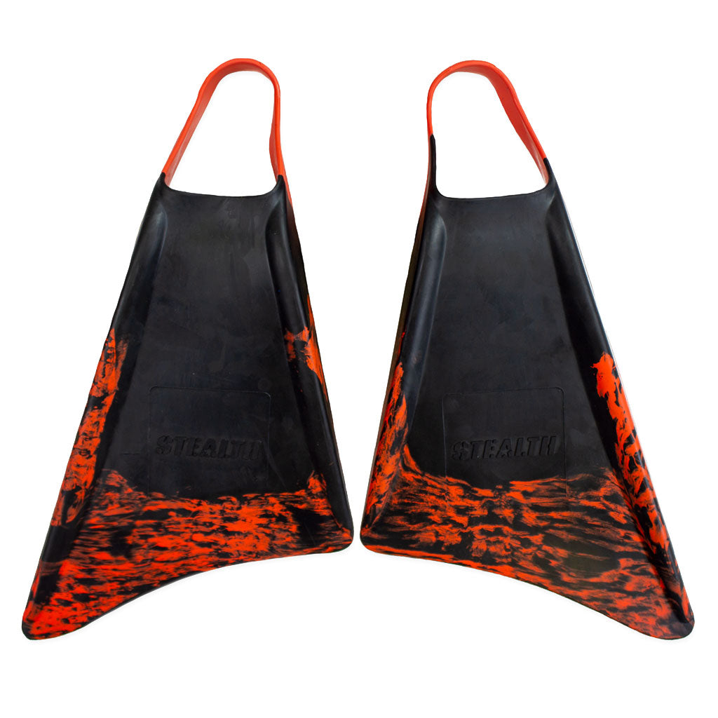 Stealth Fins S1 Supreme - Black / Fluro Red - Body Surfing Fins
